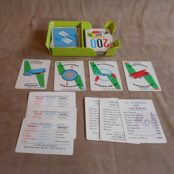Vintage 1962 Mille Bornes Card Game Complete Parker Brothers Green Box - Picture 3 of 10